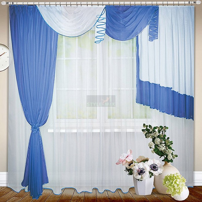 Комплект штор на ленте Злата левая синий