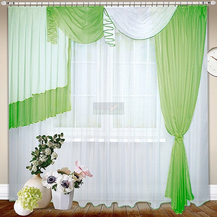 Комплект штор на ленте Злата правая салатовый