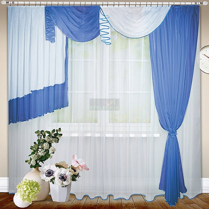 Комплект штор на ленте Злата правая синий